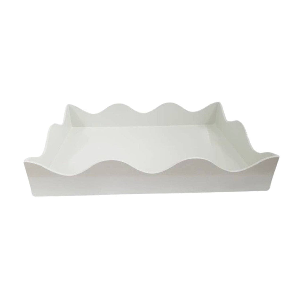 Large Scalloped Lacquered Tray - White