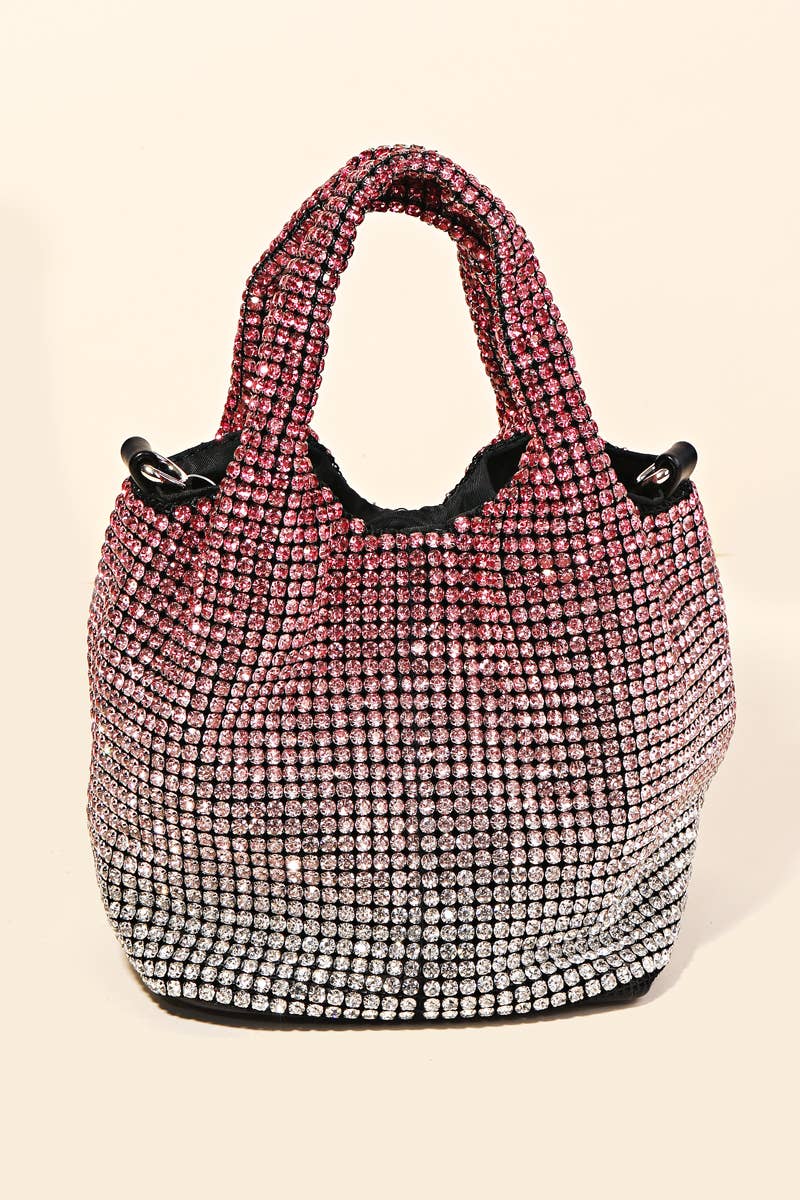 Rhinestone Studded Handbag - Pink Ombre