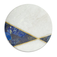 Load image into Gallery viewer, Stone Marble Platter with Lapis Brass
