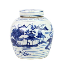Load image into Gallery viewer, Blue &amp; White Ming Jar Landscape Motif
