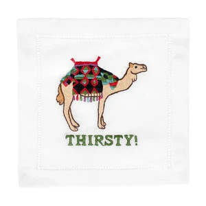 Embroidered Cocktail Napkins- Thirsty!