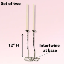 Load image into Gallery viewer, Silver Taper Rose Candle Intertwine- Elegant Silver- Set
