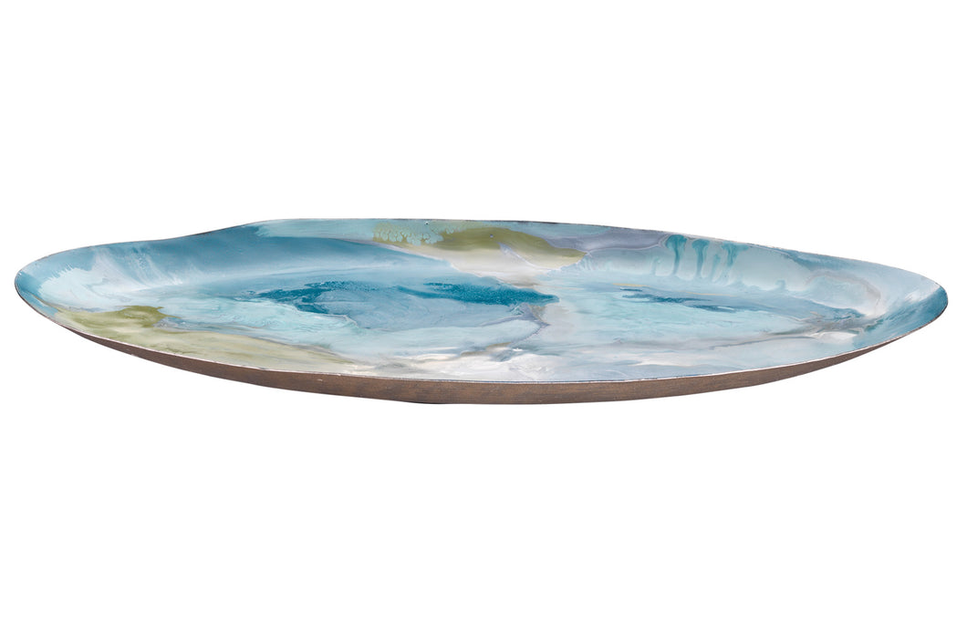 Palette Oval Enameled Tray - Blue & Grey