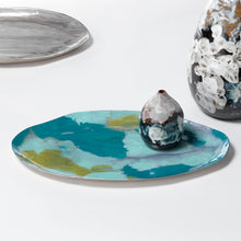Load image into Gallery viewer, Palette Oval Enameled Tray - Blue &amp; Grey
