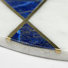 Load image into Gallery viewer, Stone Marble Platter with Lapis Brass
