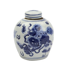 Load image into Gallery viewer, Blue And White Mini Jar Lion
