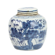Load image into Gallery viewer, Blue And White Mini Jar Pine Tree
